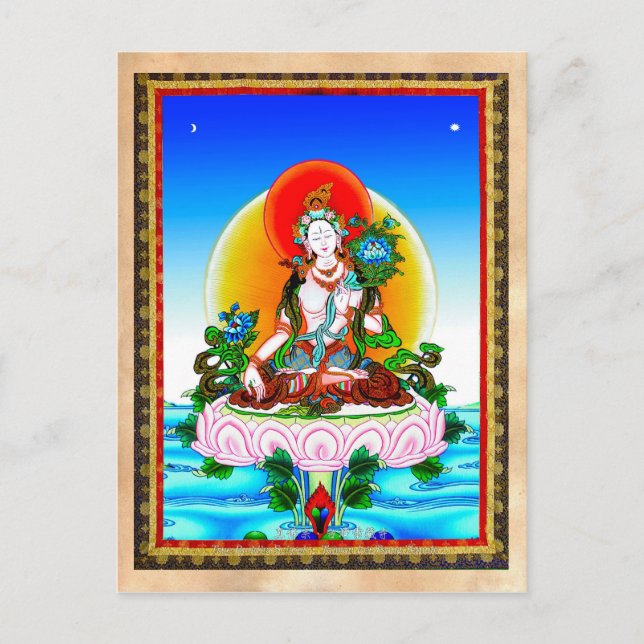 Cartão Postal Tatuagem legal oriental tibetana thangka White Tar (Frente)