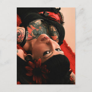 Cartão Postal Tatuagem Pin Up