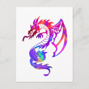 Cartão Postal Tatuagem Tribal Arco-íris Dragão