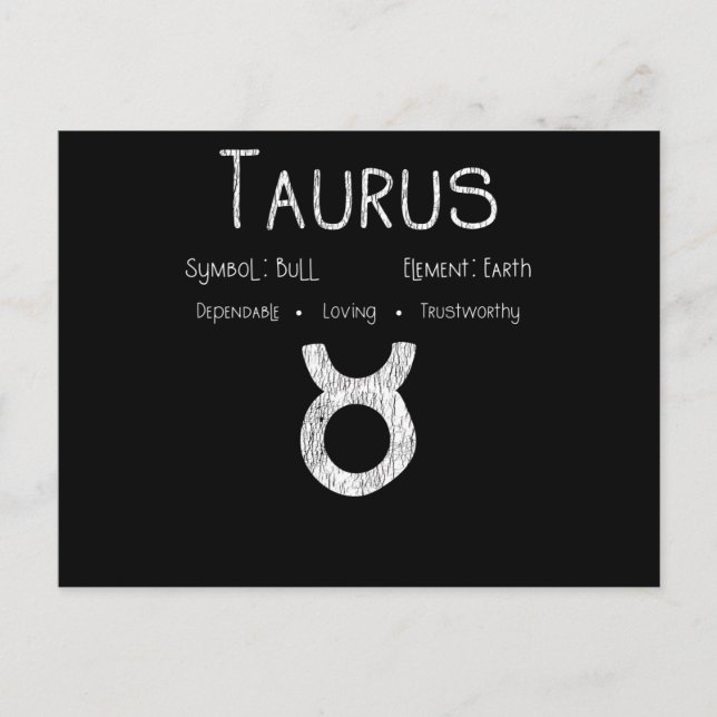 Cartão Postal Taurus Horoscope Astrology Star Sinal de Astrologi (Frente)