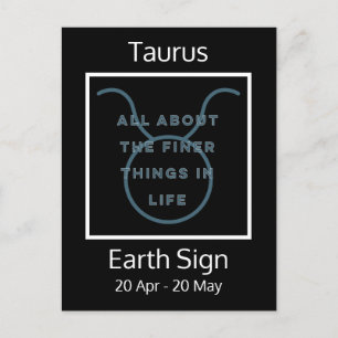 Cartão Postal Taurus Zodiac - Sinal de citação em azul e branco