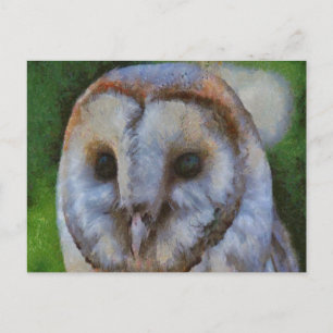 Cartão Postal Tawny Owl Em Arte Pointilística