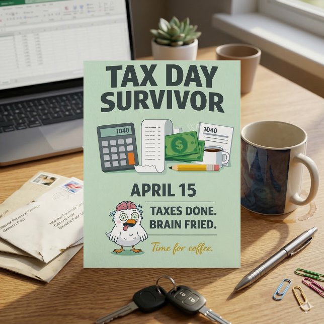 Cartão Postal Taxes Done Brain Fried Funny April 15 Tax Survivor (Criador carregado)
