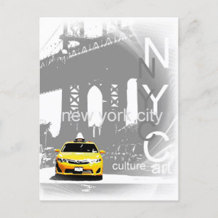 Cartão Postal Táxi Amarelo de Nyc Ponte de Brooklyn Cidade de No