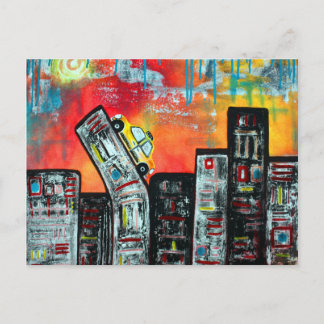 Cartão Postal Taxi Cab City Art