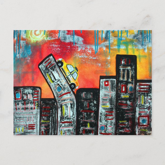 Cartão Postal Taxi Cab City Art (Frente)
