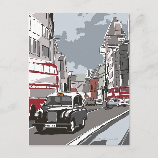 Cartão Postal Taxi em Londres (Frente)