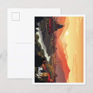 Cartão Postal Tbilisi Georgia Art Viagens vintage Illustration