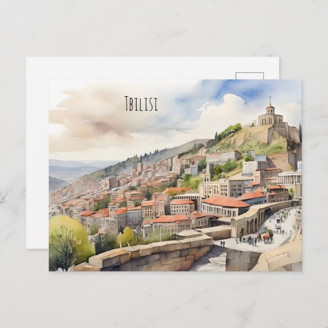 Cartão Postal Tbilisi watercolor art (Frente/Verso)