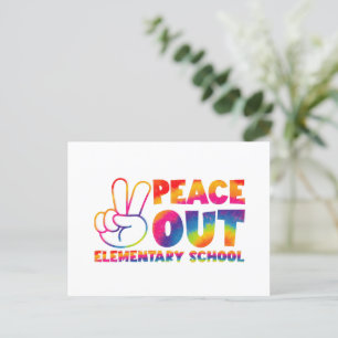 Cartão Postal Tchau Escola Primária Tie Dye Último Dia 