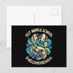 Cartão Postal Tchau Escola Secundária Olá Escola Superior Tie Dy