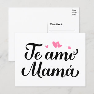 Cartão Postal Te Amo Mamãe Eu Amo Você Mamãe Dia das Mães em Esp