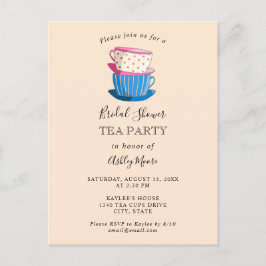 Cartão Postal Tea Party - Chá de panela Elegante Chá à Tarde
