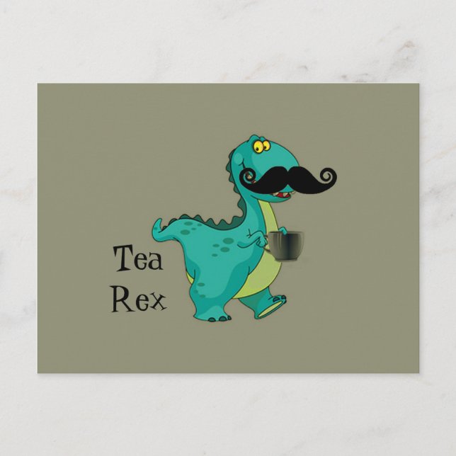 Cartão Postal Tea- Rex Funny Dinossaur - Insuendo Cartoon (Frente)