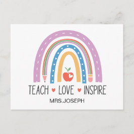 Cartão Postal Teach Love Inspire Teacher