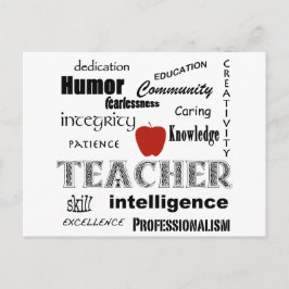 Cartão Postal Teacher Pride+Red Apple/Design de texto