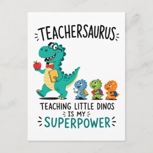 Cartão Postal Teachersaurus humor de professor com pequenos dino