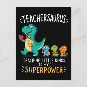 Cartão Postal Teachersaurus humor de professor com pequenos dino