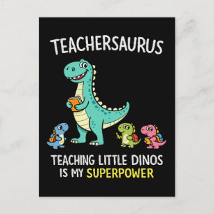 Cartão Postal Teachersaurus humor de professor com pequenos dino