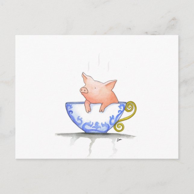 Cartão Postal Teacup Pig Impressão (Frente)
