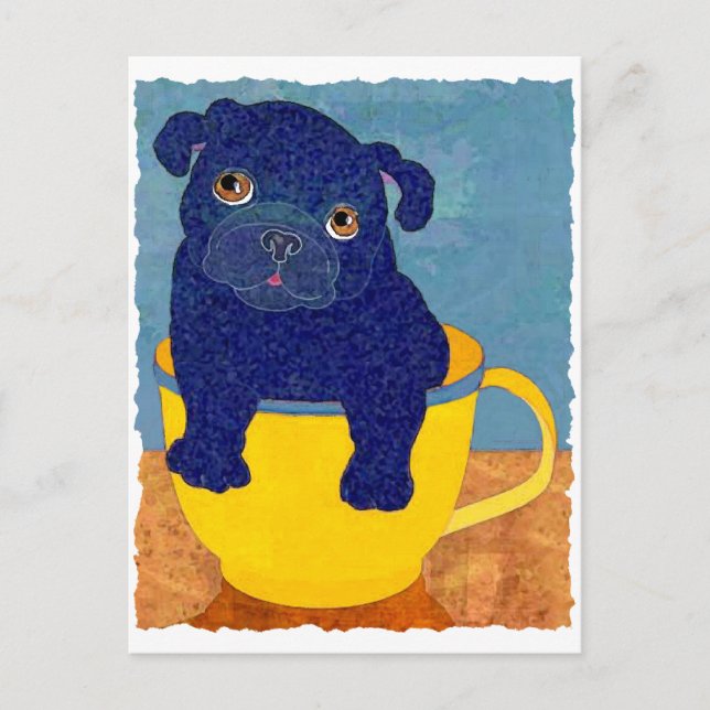 Cartão Postal Teacup Pug (Frente)