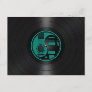 Cartão Postal Teal Blue e Black Yin Yang Guitars Vinyl Graphic