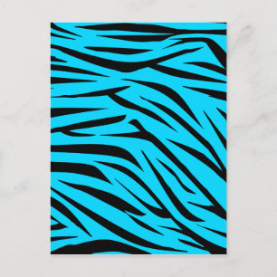 Cartão Postal Teal e Black Zebra Stripes