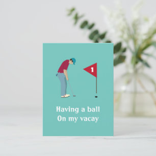 Cartão Postal Teal Golfer Putting