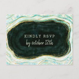 Cartão Postal Teal Green & Dourado Agate Meal Choice RSVP