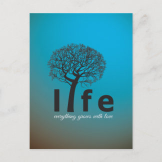 Cartão Postal Teal Inspirational Life Tree Quote