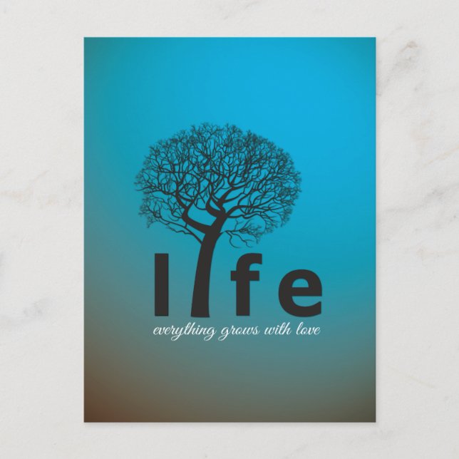 Cartão Postal Teal Inspirational Life Tree Quote (Frente)