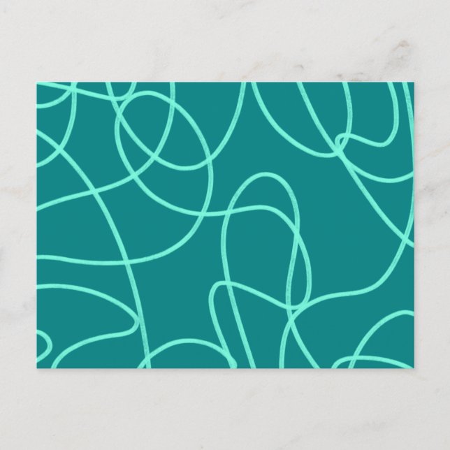 Cartão Postal Teal Line Art (Frente)