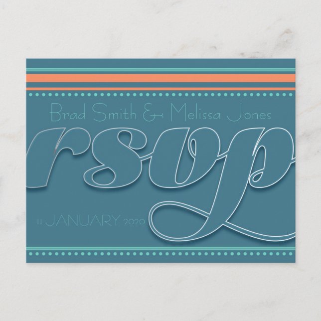 Cartão postal Teal Mint + Orange RSVP (Frente)