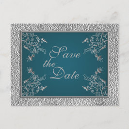 Cartão postal Teal on Pewter Save the Date