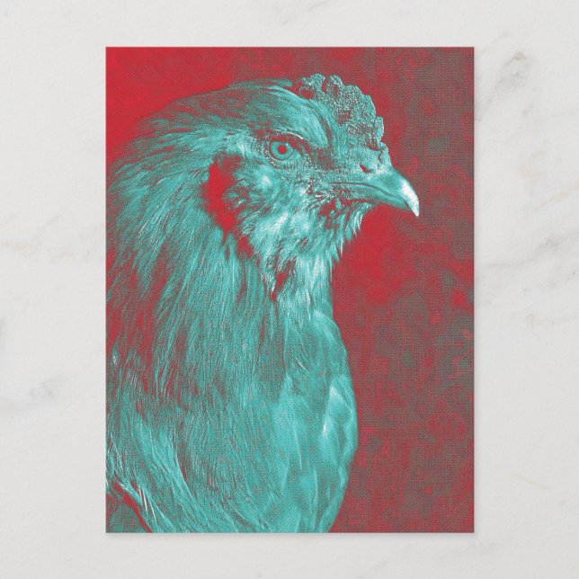 Cartão postal Teal Rooster (Frente)