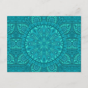 Cartão Postal Teal Starburst Design