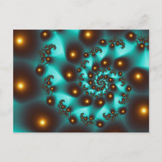 Cartão Postal Teal Trippy Abstrato de Fine Art Fractal