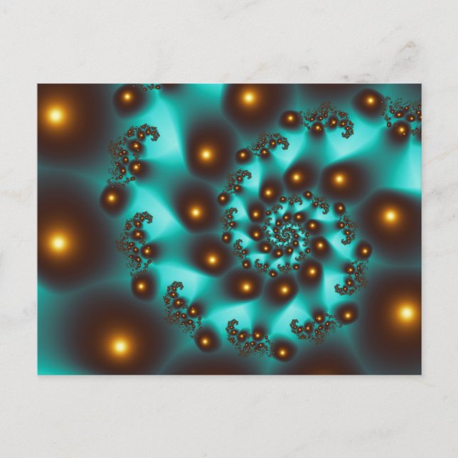 Cartão Postal Teal Trippy Abstrato de Fine Art Fractal (Frente)