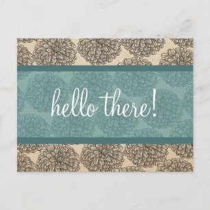 Cartão postal Teal Vintage Zinnia