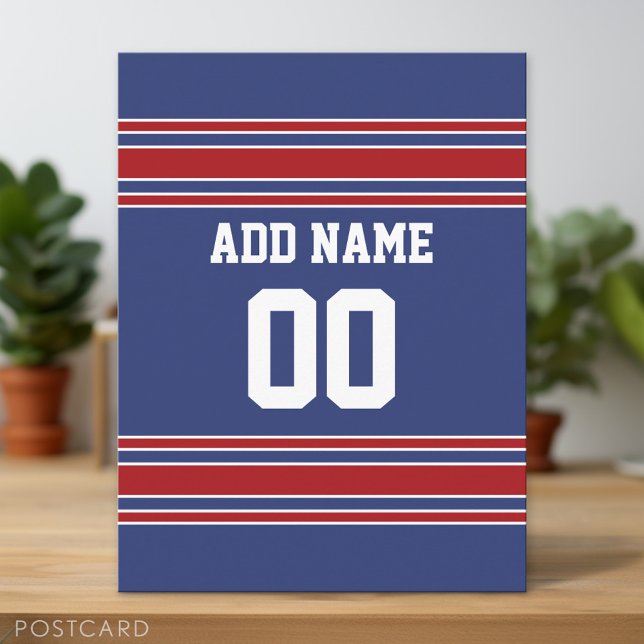 Cartão Postal Team Jersey com nome e número personalizados (Custom Postcard)