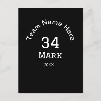 Cartão Postal team name add player name date sports men