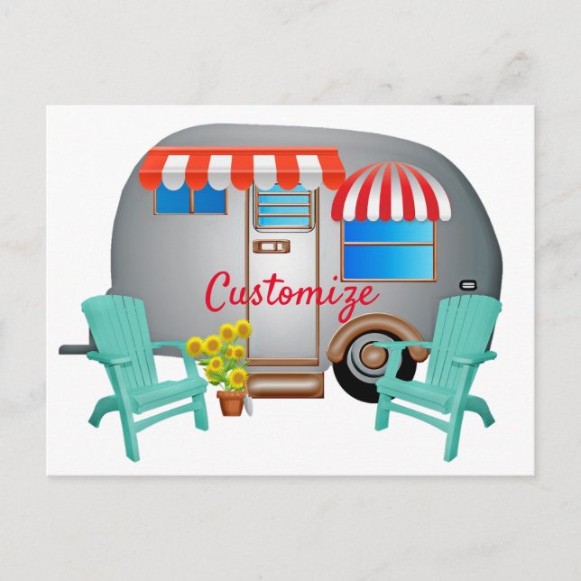 Cartão Postal Teardrop Caravan Camper Thunder_Cove (Frente)