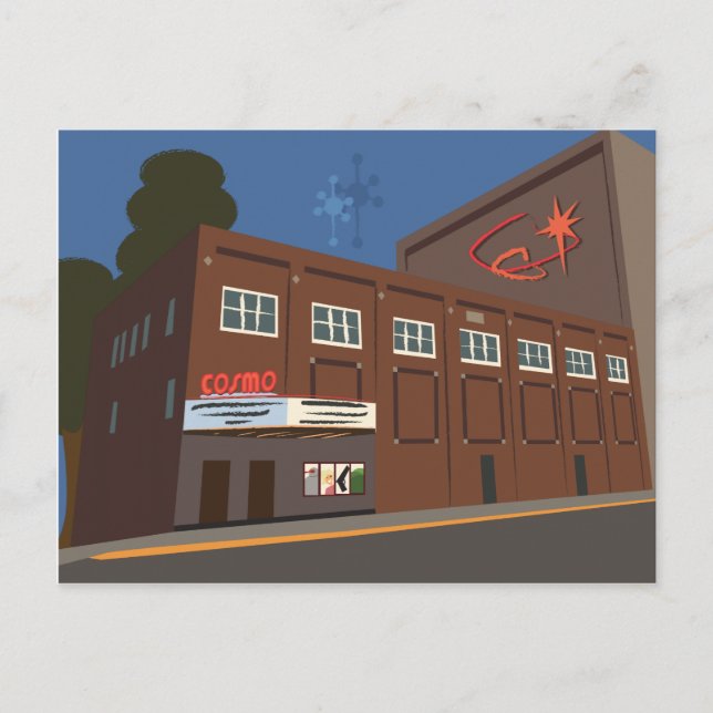 Cartão Postal Teatro Cosmo Retro-Futurístico, Merrill, WI (Frente)