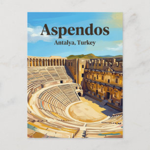 Cartão Postal Teatro de Aspendos, Serik, Mediterrâneo