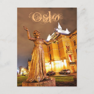 Cartão Postal Teatro de Oslo à noite