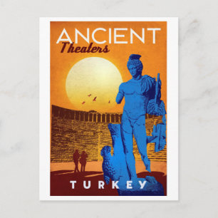 Cartão Postal Teatros antigos, Turquia, arte escultórica, vintag