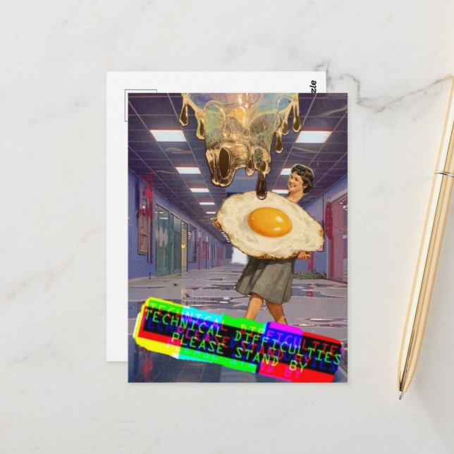 Cartão Postal Techincal Difficulties Please Stand By Collage (Frente/Verso In Situ)