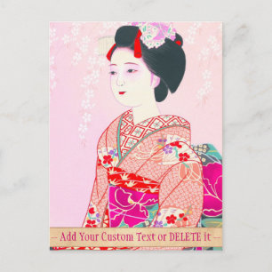 Cartão Postal Tecido de Kyoto, Quatro Folhas - Senhora japonesa