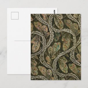 Cartão Postal Tecido de Renda com Padrão de Pavão Vintage dos An