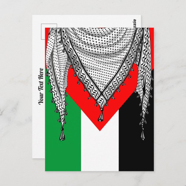 Cartão Postal Tecido Tradicional do Keffiyeh Scarf Palestino (Frente/Verso)